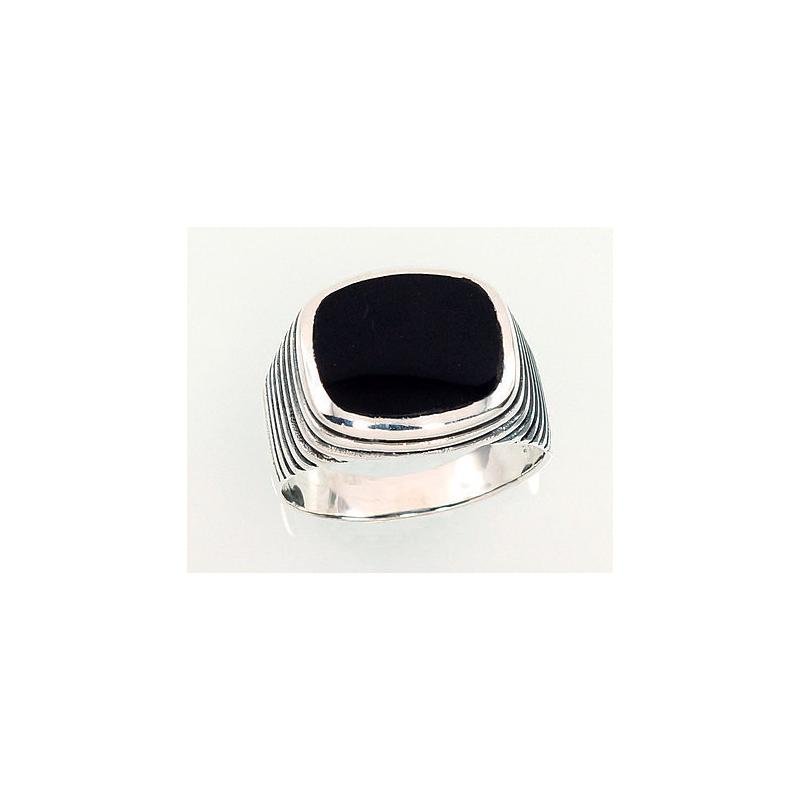 Серебряное кольцо, Серебро 925°, оксид (покрытие), Оникс