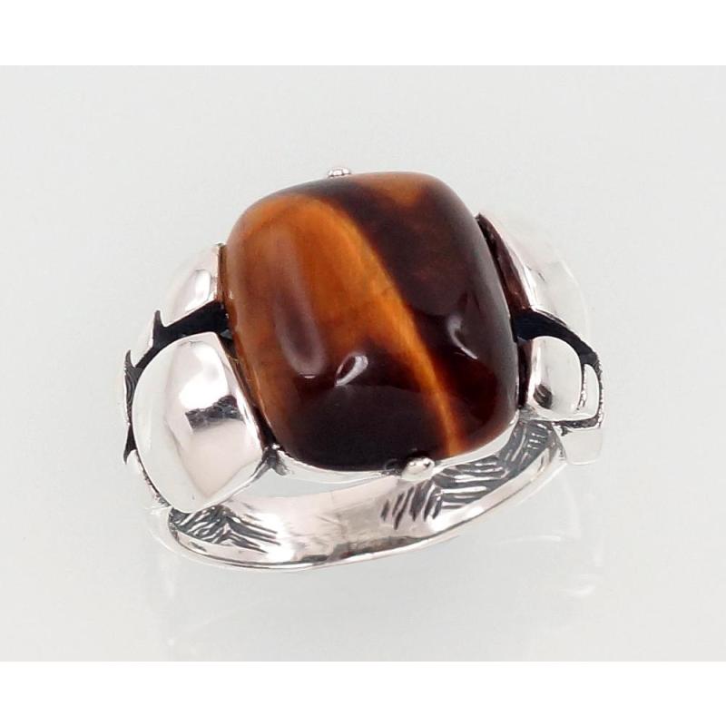 Silver ring, Silver 925°, oxide (Plating), Tiger eye