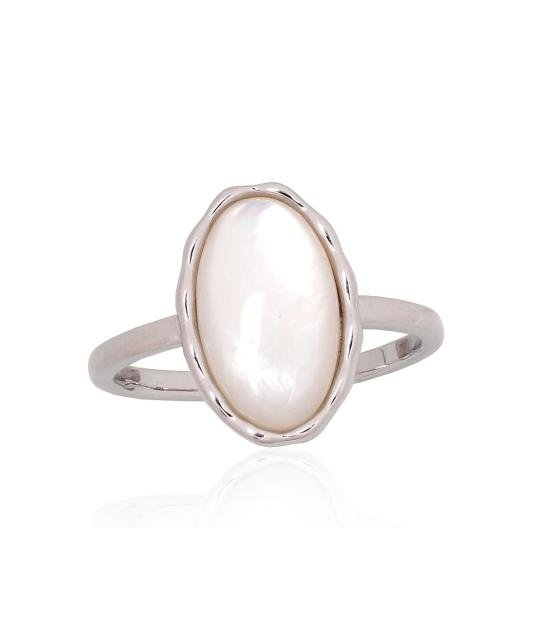 Серебряное кольцо, Серебро 925°, родий (покрытие), Перламутр