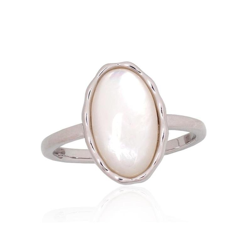 Silver ring, Silver 925°, Rhodium (Plating), Mother-of-pearl