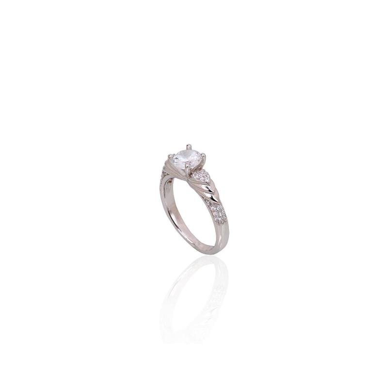 Серебряное кольцо, Серебро 925°, родий (покрытие), Цирконы