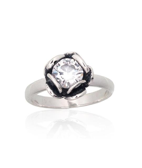 Silver ring, Silver 925°, oxide (Plating), Zirkons