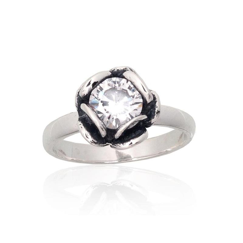 Silver ring, Silver 925°, oxide (Plating), Zirkons