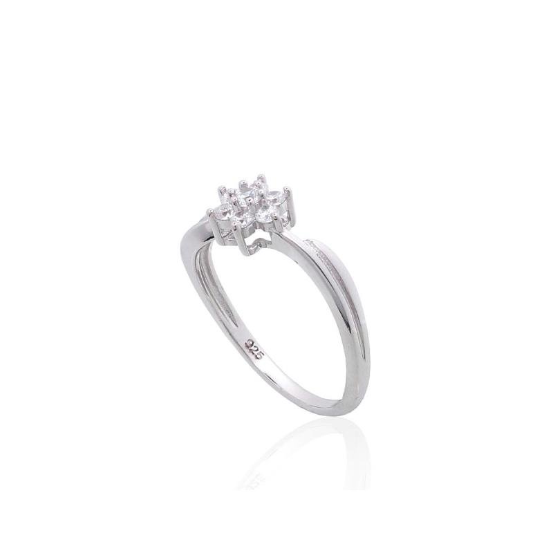 Silver ring, Silver 925°, Rhodium (Plating), Zirkons