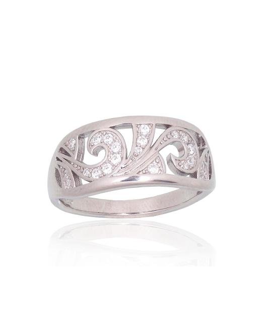 Silver ring, Silver 925°, Rhodium (Plating), Zirkons