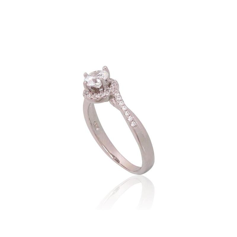 Silver ring, Silver 925°, Rhodium (Plating), Zirkons