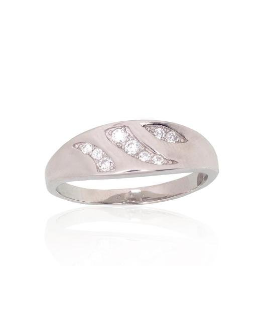 Silver ring, Silver 925°, Rhodium (Plating), Zirkons