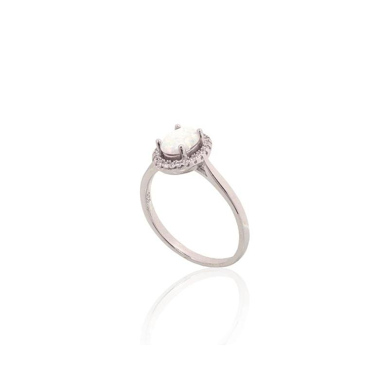 Silver ring, Silver 925°, Rhodium (Plating), Zirkons, Opalit
