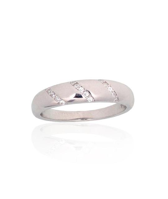Silver ring, Silver 925°, Rhodium (Plating), Zirkons