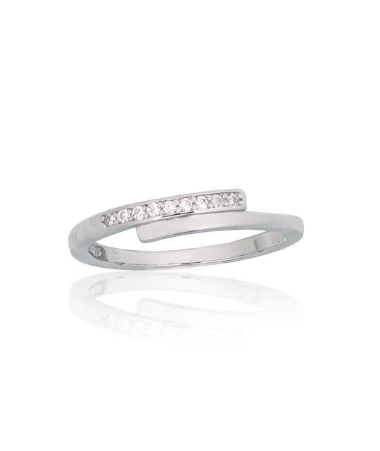 Silver ring, Silver 925°, Rhodium (Plating), Zirkons