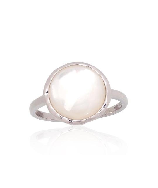 Silver ring, Silver 925°, Rhodium (Plating), Mother-of-pearl