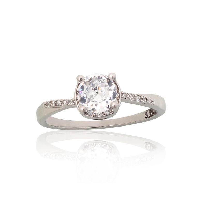 Silver ring, Silver 925°, Rhodium (Plating), Zirkons