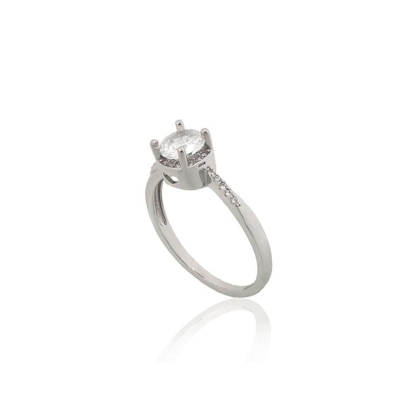Silver ring, Silver 925°, Rhodium (Plating), Zirkons