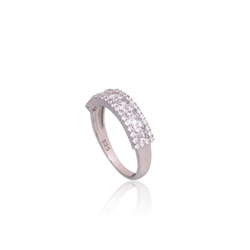 Silver ring, Silver 925°, Rhodium (Plating), Zirkons