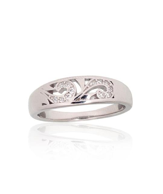 Silver ring, Silver 925°, Rhodium (Plating), Zirkons