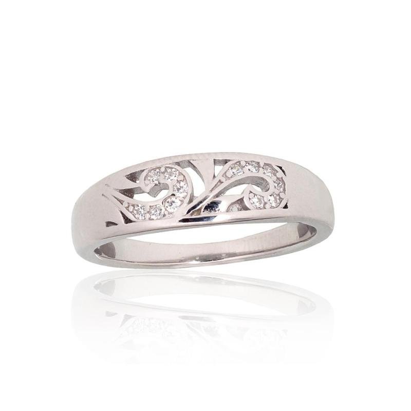 Silver ring, Silver 925°, Rhodium (Plating), Zirkons