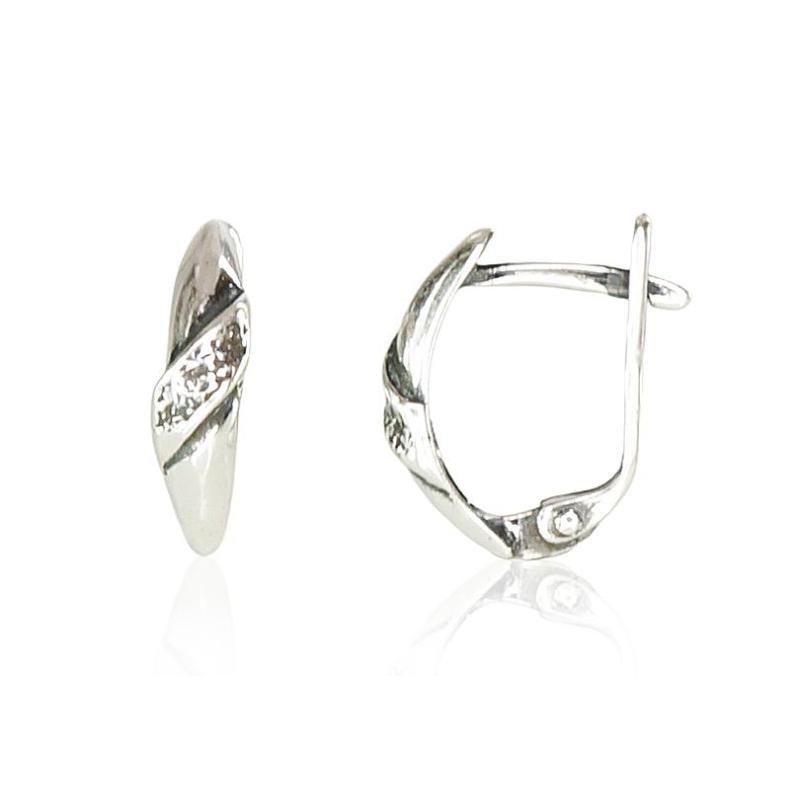Silver earrings with 'english' lock, Silver 925°, oxide (Plating)