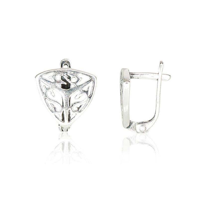 Silver earrings with 'english' lock, Silver 925°, oxide (Plating)