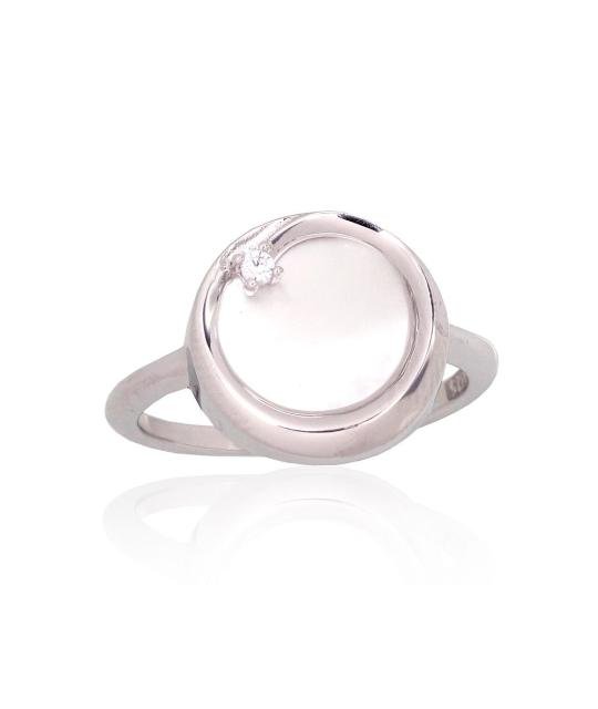 Silver ring, Silver 925°, Rhodium (Plating), Zirkons, Mother-of-pearl