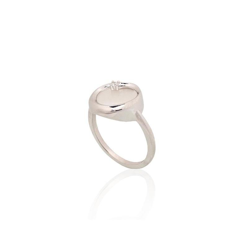 Silver ring, Silver 925°, Rhodium (Plating), Zirkons, Mother-of-pearl