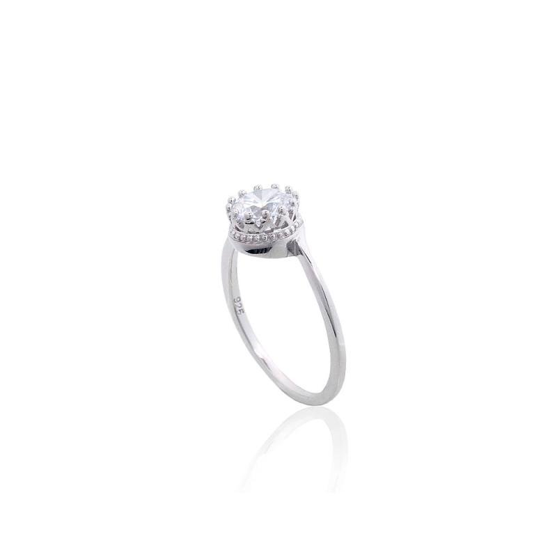 Silver ring, Silver 925°, Rhodium (Plating), Zirkons
