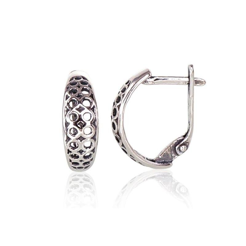 Silver earrings with 'english' lock, Silver 925°, oxide (Plating)