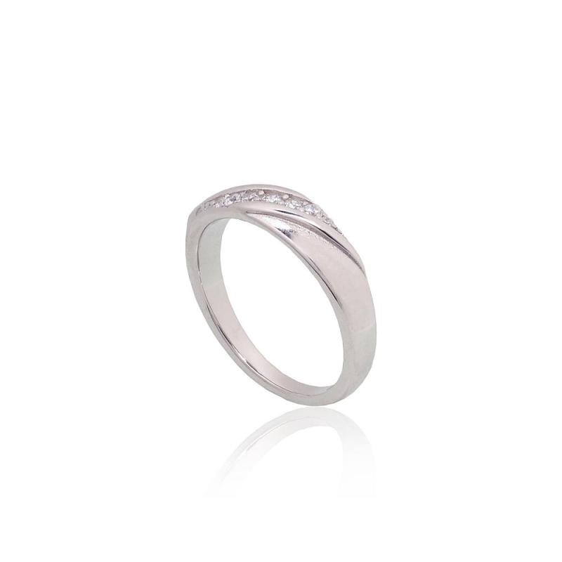 Серебряное кольцо, Серебро 925°, родий (покрытие), Цирконы