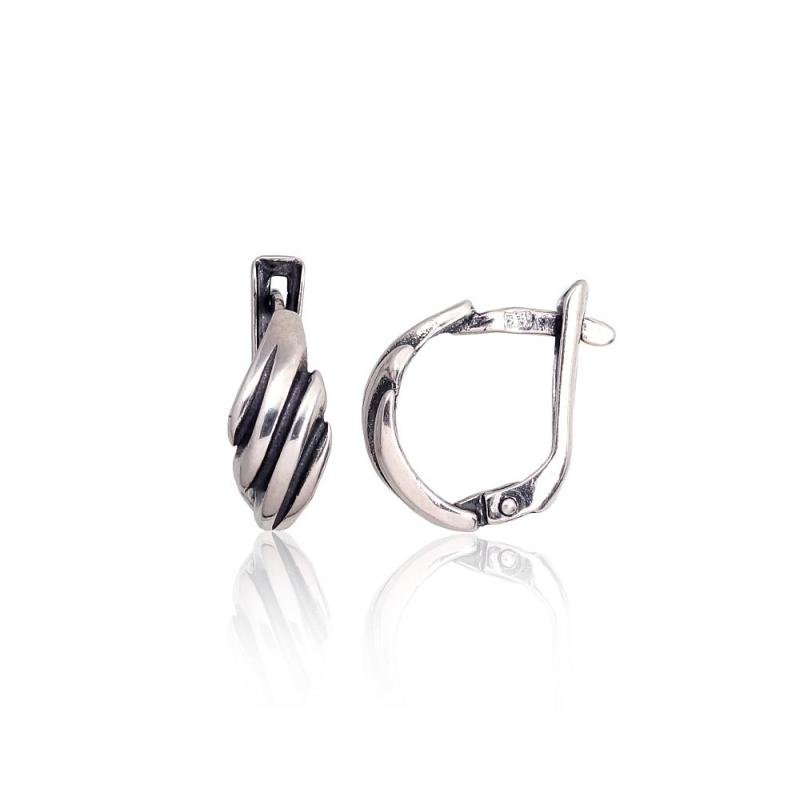 Silver earrings with 'english' lock, Silver 925°, oxide (Plating)