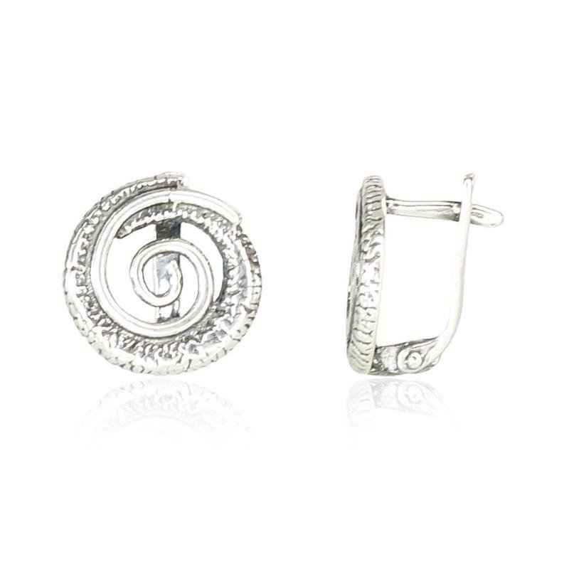 Silver earrings with 'english' lock, Silver 925°, oxide (Plating)