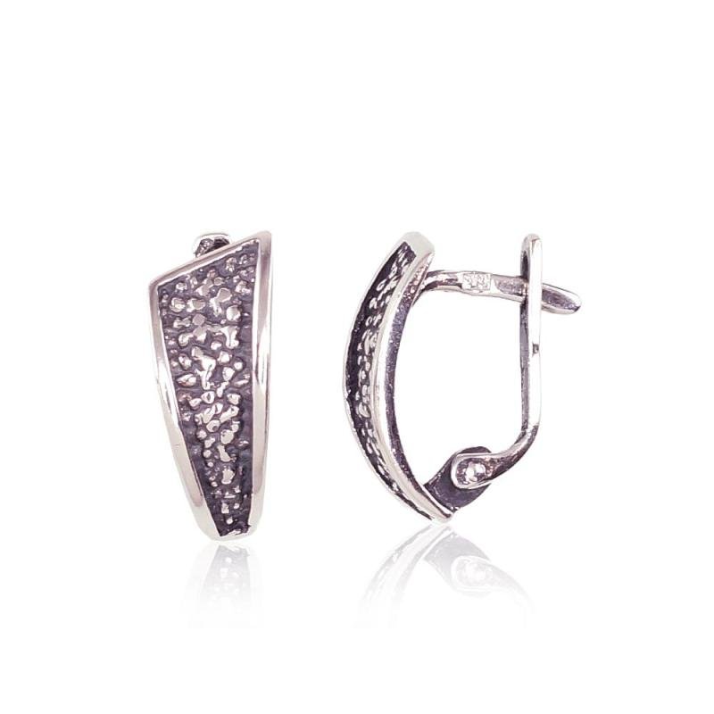 Silver earrings with 'english' lock, Silver 925°, oxide (Plating)