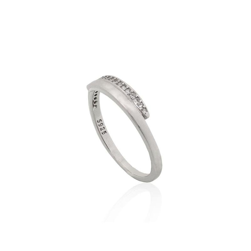 Silver ring, Silver 925°, Rhodium (Plating), Zirkons