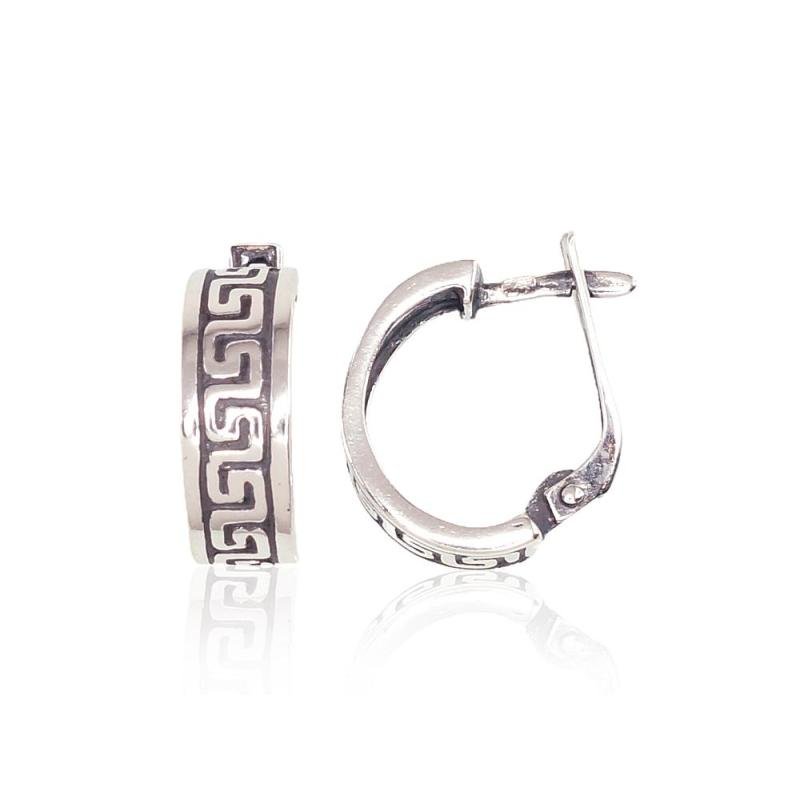 Silver earrings with 'english' lock, Silver 925°, oxide (Plating)