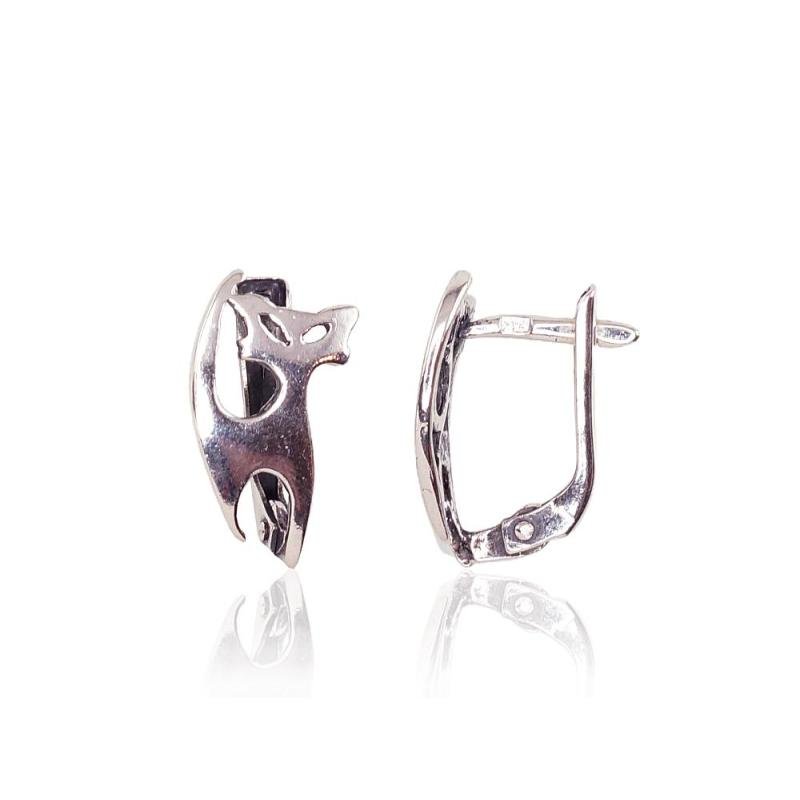 Silver earrings with 'english' lock, Silver 925°, oxide (Plating)