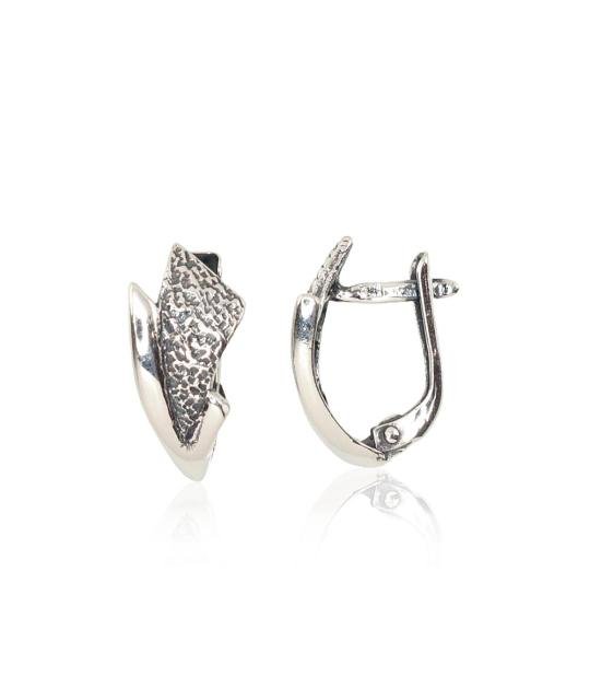 Silver earrings with 'english' lock, Silver 925°, oxide (Plating)