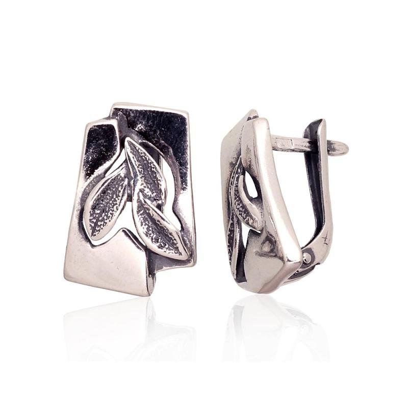 Silver earrings with 'english' lock, Silver 925°, oxide (Plating)
