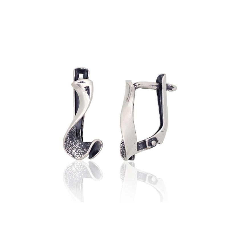 Silver earrings with 'english' lock, Silver 925°, oxide (Plating)