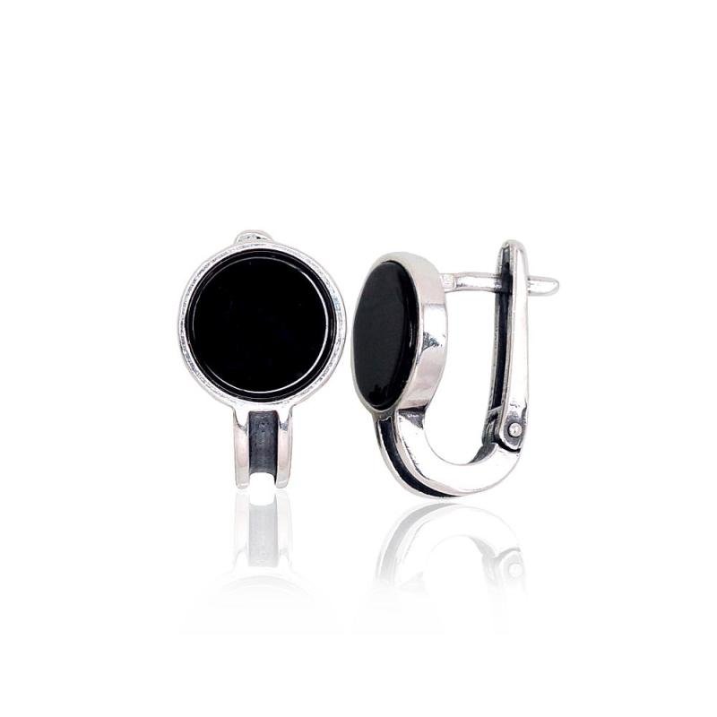 Silver earrings, Silver 925°, oxide (Plating), Onix