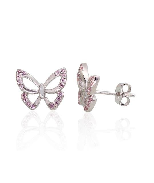 Silver stud earrings, Silver 925°, Rhodium (Plating), Zirkons