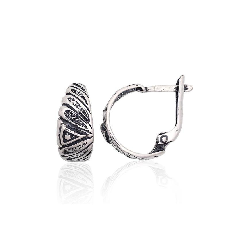Серебряные серьги на английском замке, Серебро 925°, оксид (покрытие)
