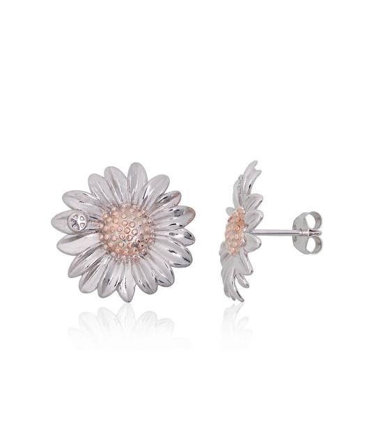 Silver stud earrings, Silver 925°, red gold (Plating)/, Rhodium (Plating)