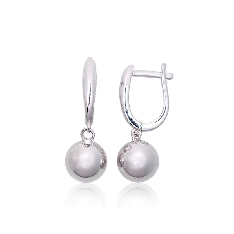 Silver earrings with 'english' lock, Silver 925°, Rhodium (Plating)