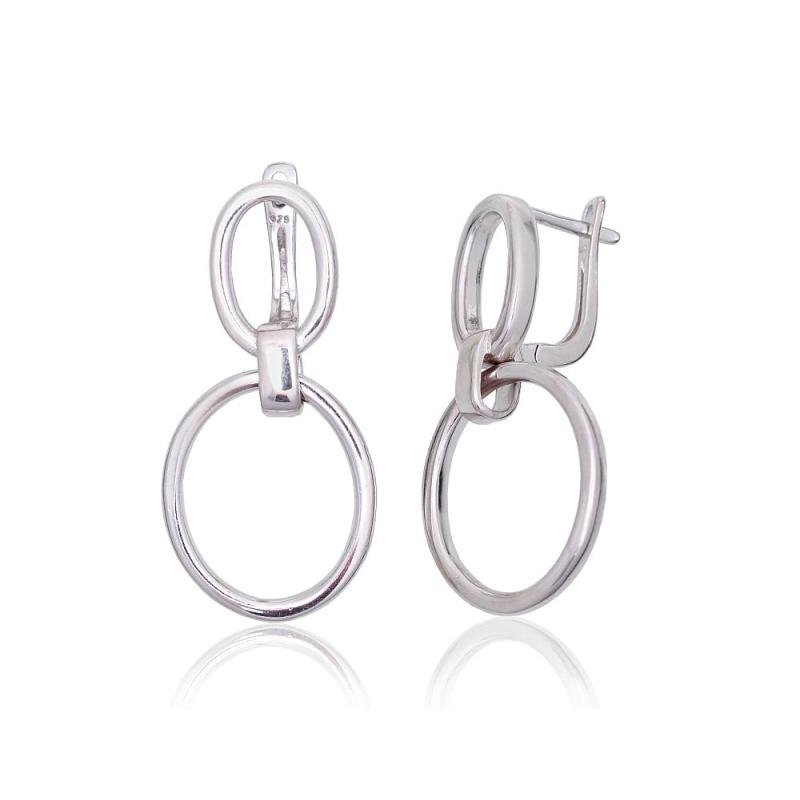 Silver earrings with 'english' lock, Silver 925°, Rhodium (Plating)