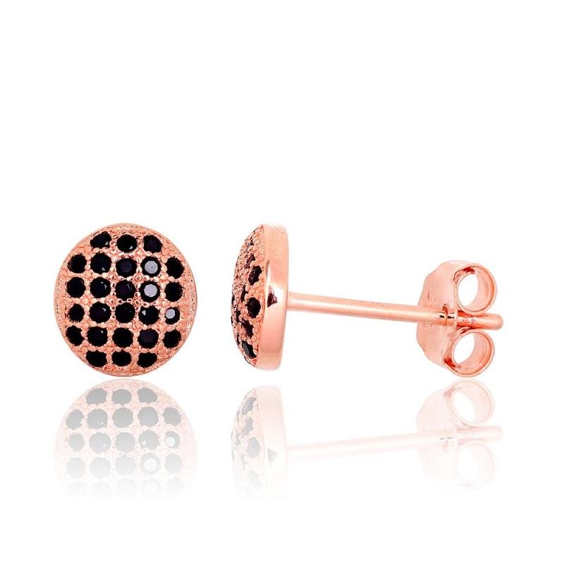 Silver stud earrings, Silver 925°, red gold (Plating), Zirkons