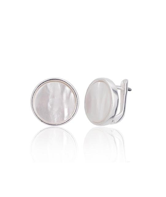 Silver earrings with 'english' lock, Silver 925°, Mother-of-pearl