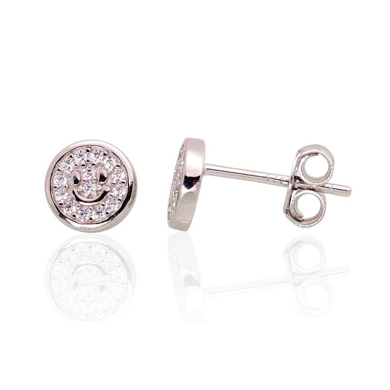 Silver stud earrings, Silver 925°, Rhodium (Plating), Zirkons