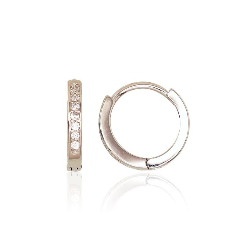 Silver hoop earrings, Silver 925°, Rhodium (Plating), Zirkons