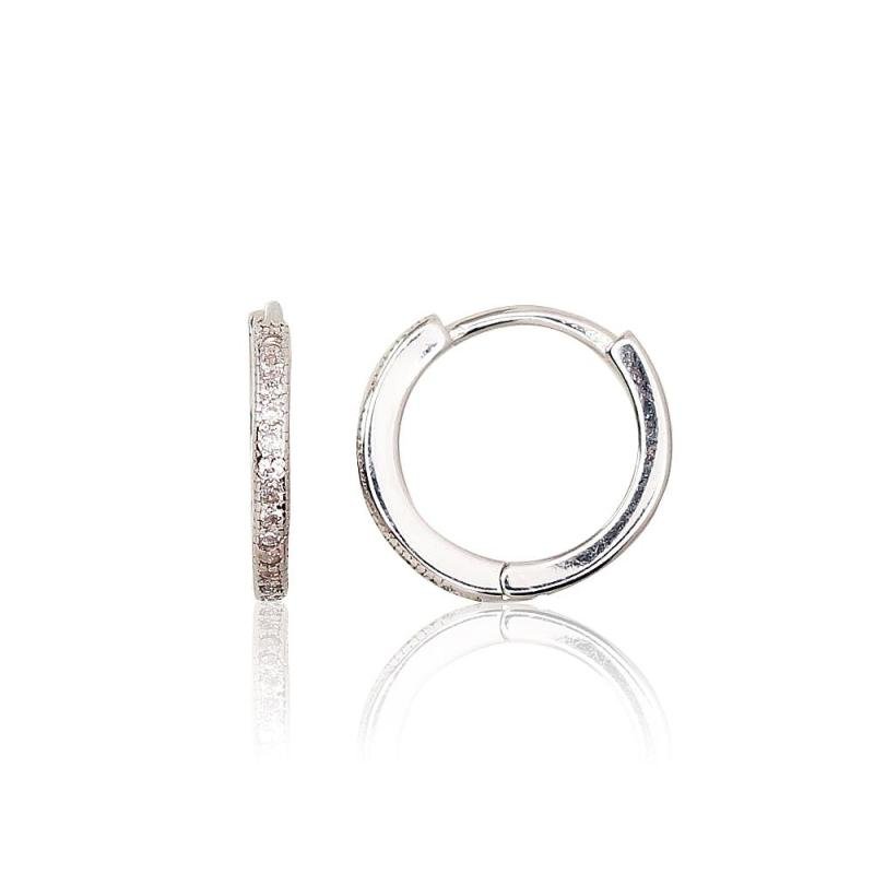 Silver hoop earrings, Silver 925°, Rhodium (Plating), Zirkons
