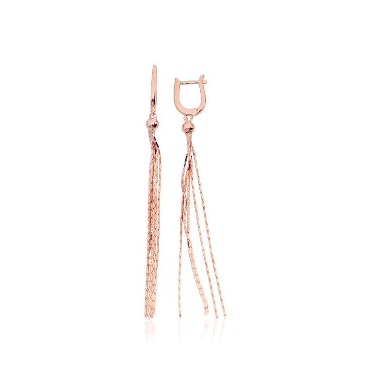 Silver earrings with 'english' lock, Silver 925°, red gold (Plating)