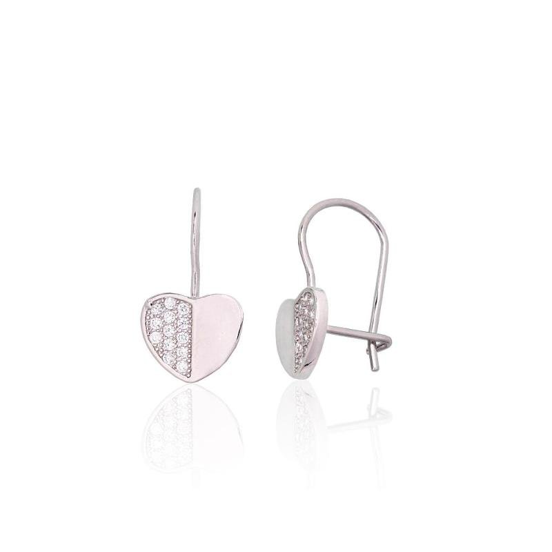 Silver hook earrings, Silver 925°, Rhodium (Plating), Zirkons