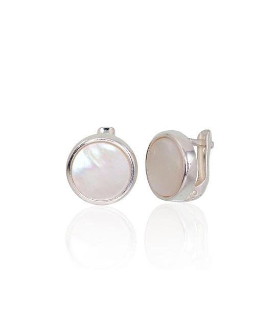 Silver earrings with 'english' lock, Silver 925°, Mother-of-pearl